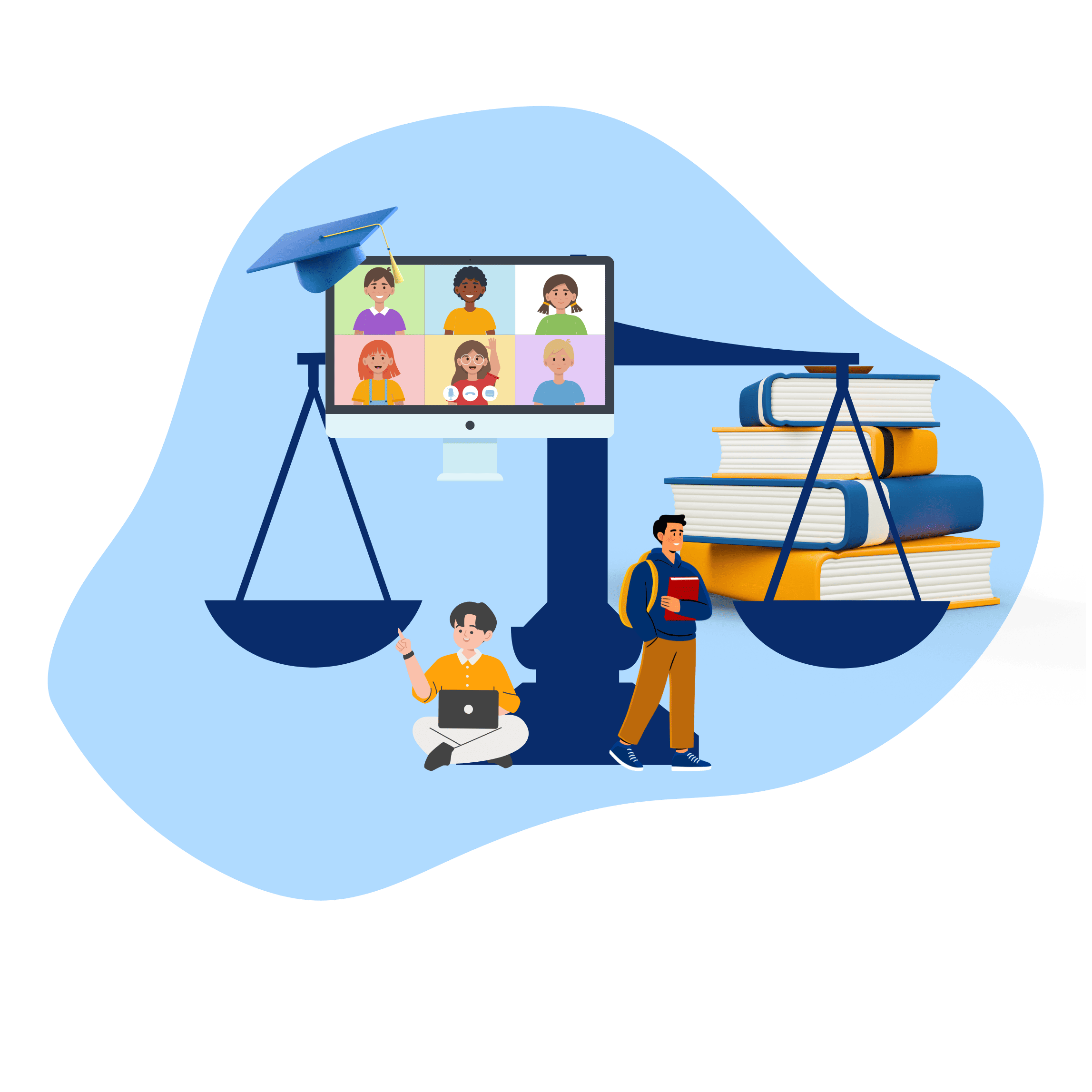 Estudiantes usando plataforma Moodle para colegios de Vis Hosting